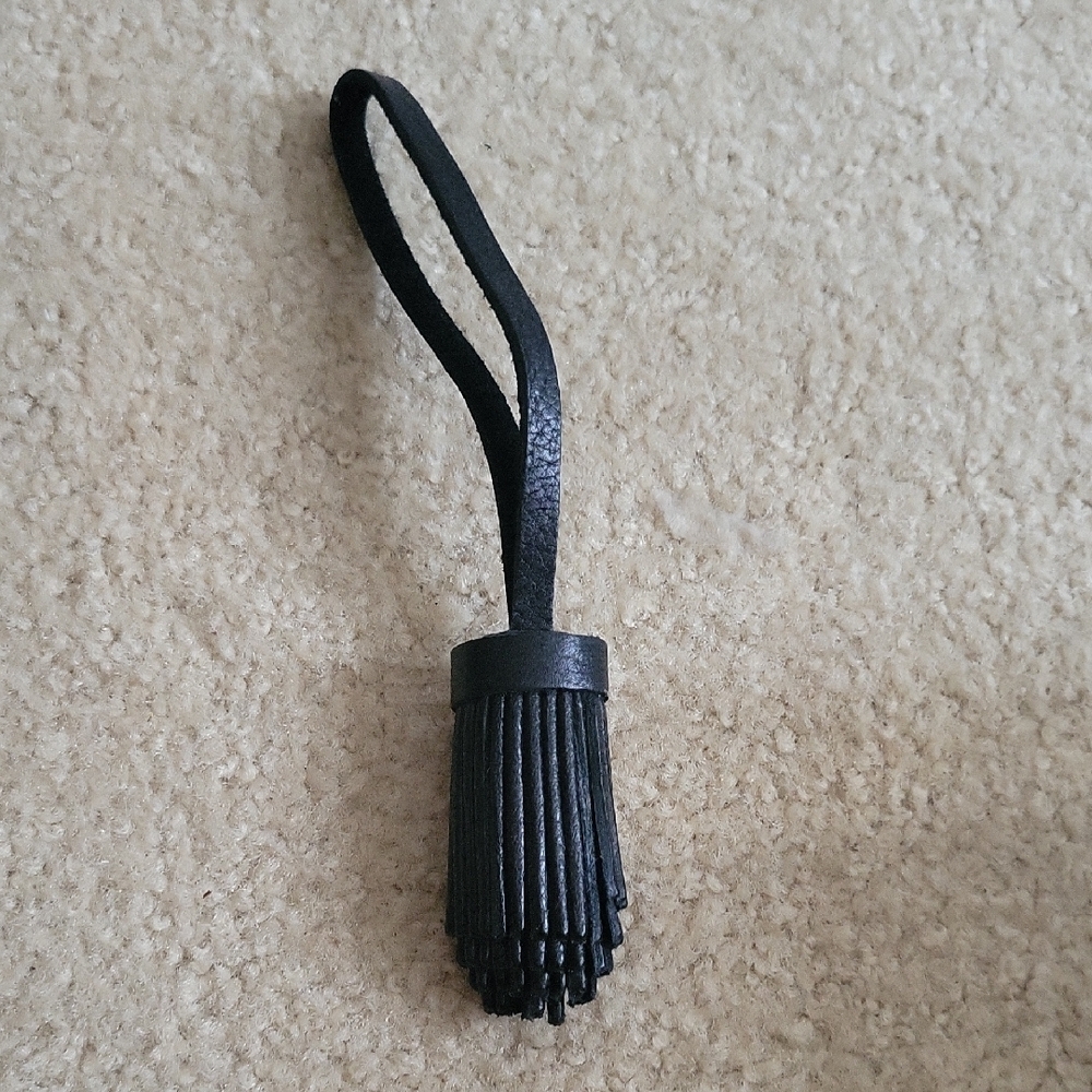 Portland Leather Goods Black Leather Tassel Keychain
